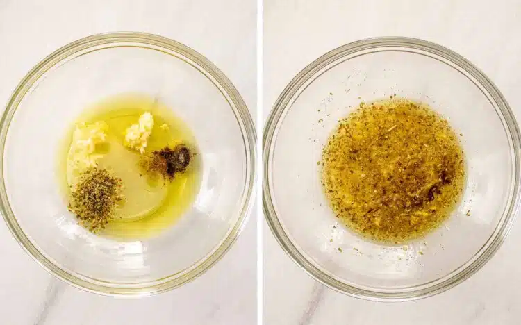 process shots showing how to make grilled lemon chicken skewers.