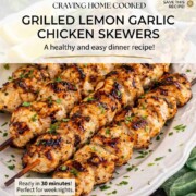 pin for grilled lemon garlic chicken skewers.