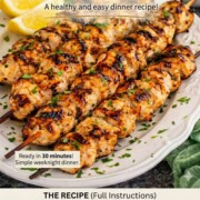 pin for grilled lemon garlic chicken skewers.