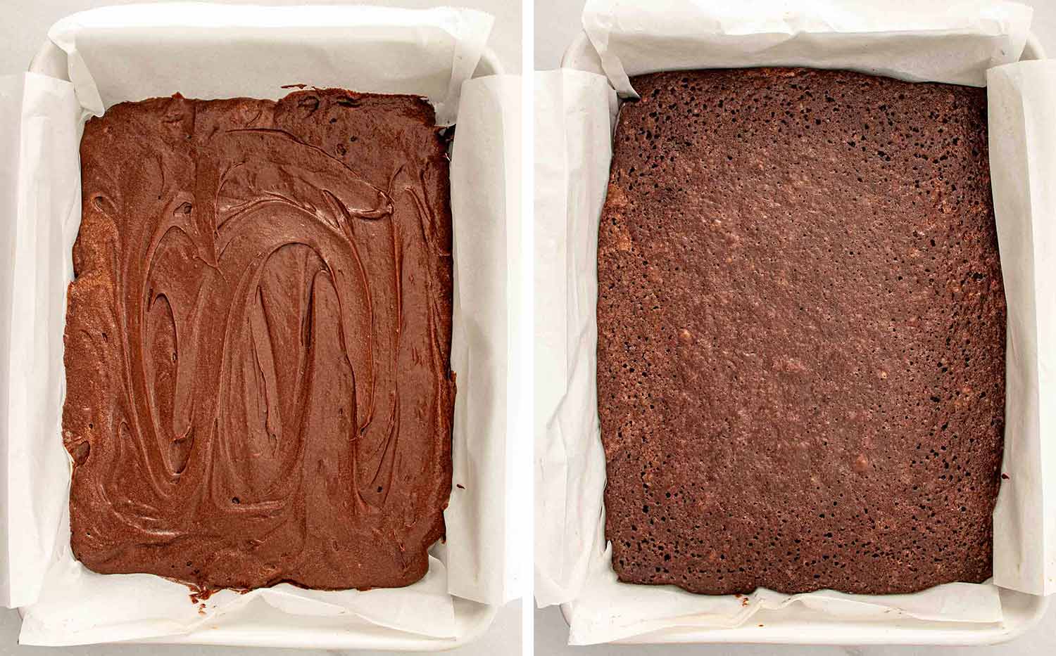 process shots showing how to make lunch lady brownies.