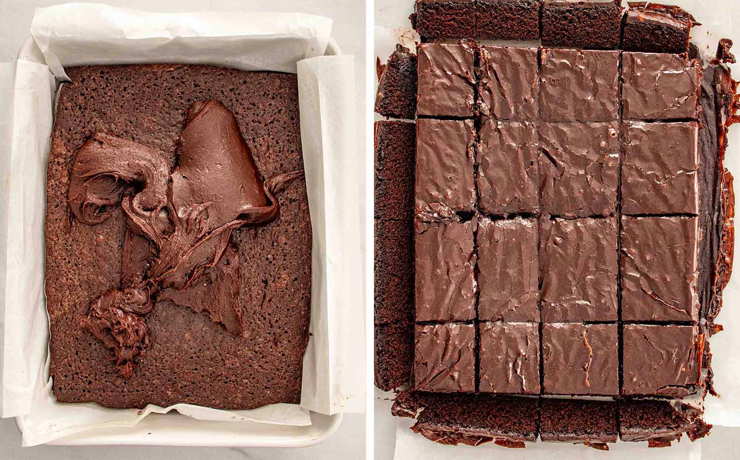 process shots showing how to make lunch lady brownies.