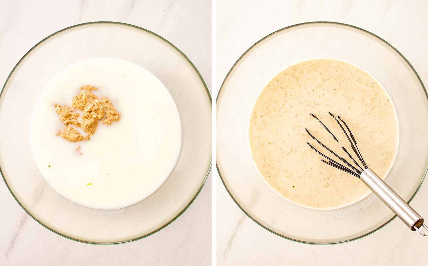 process shots showing how to make chicken and mushroom rice bake.